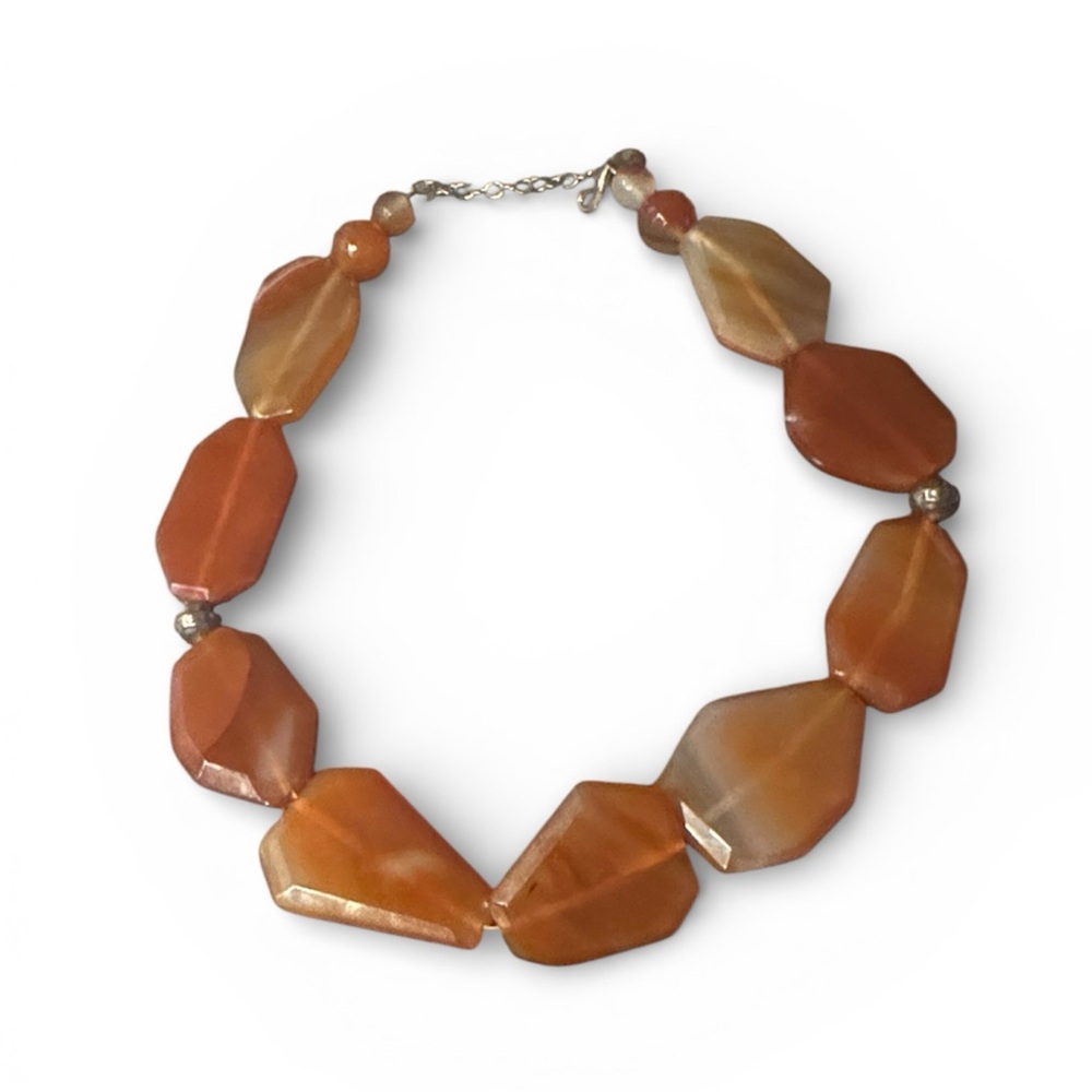 Studio Barse Orange Agate And Silver Vintage Necklace